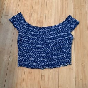 Tight floral off the shoulder top.